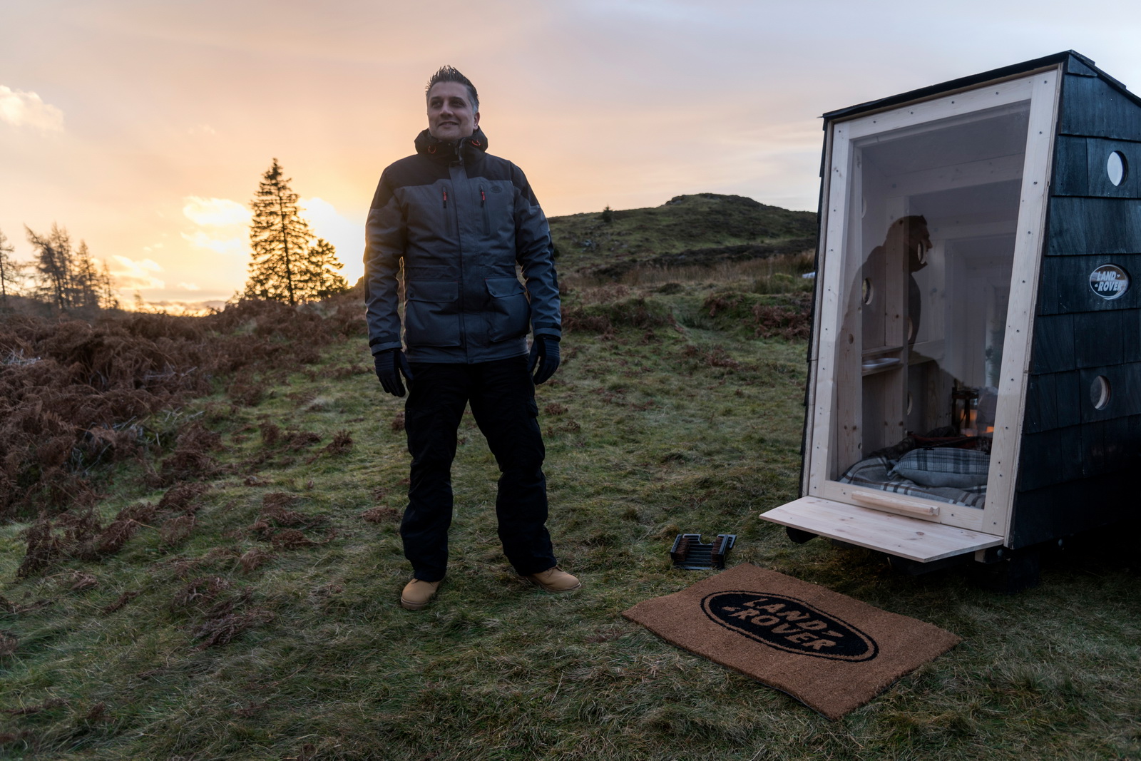 Cabaña de madera Land Rover