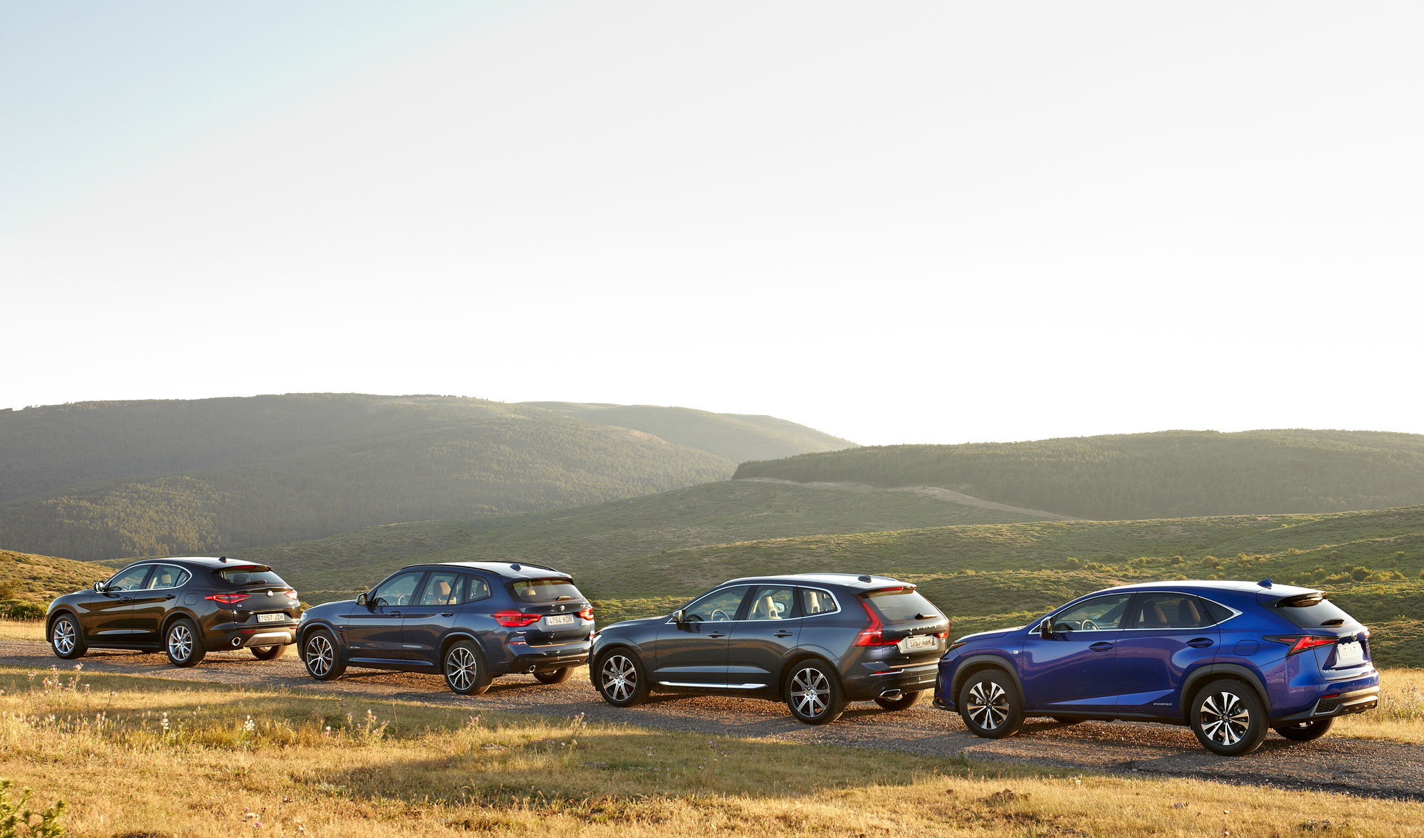 Cuatro SUV de tamaño medio