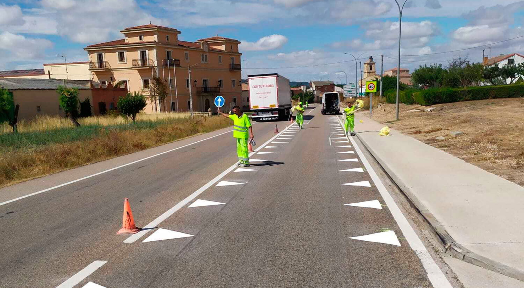 Las marcas viales experimentales en Nava de Roa (Burgos).