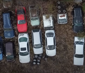 Coches abandonados en Fukushima.