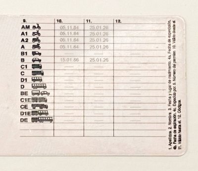 Carnet conducir moto