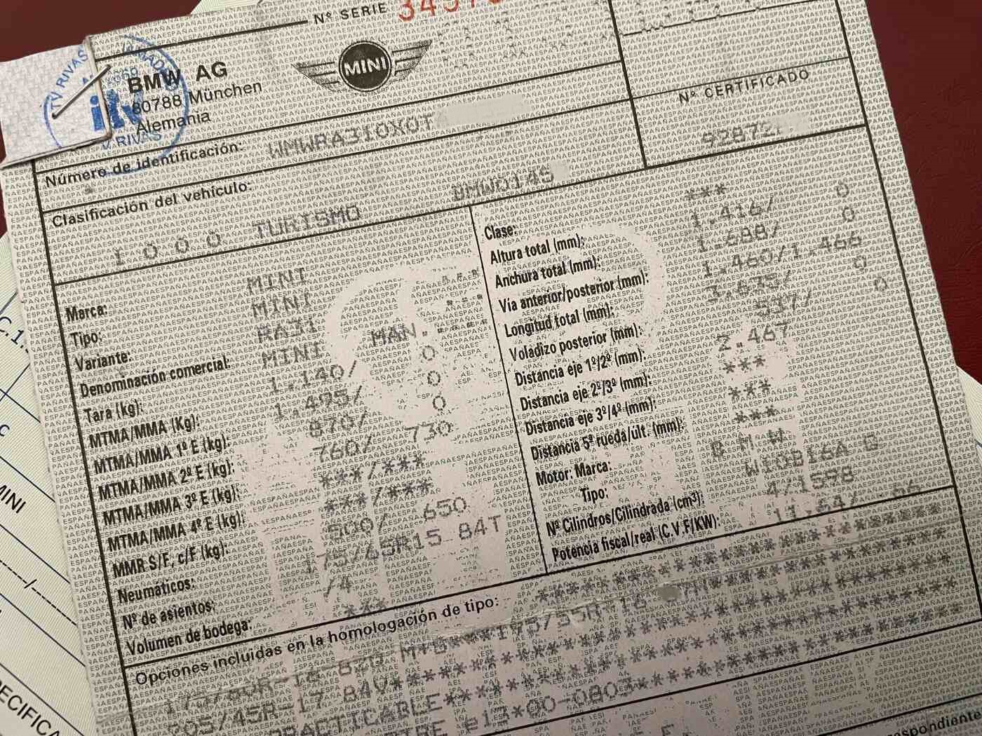 ficha tecnica numero bastidor