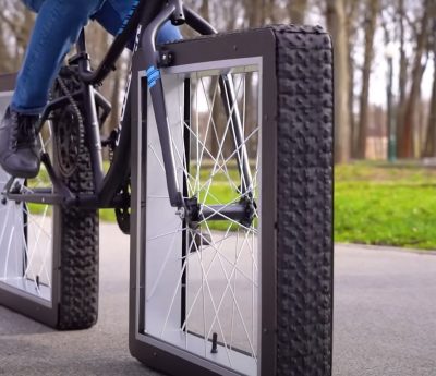 bicicleta ruedas cuadradas