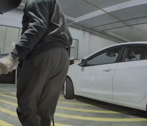 Anciano raya un coche