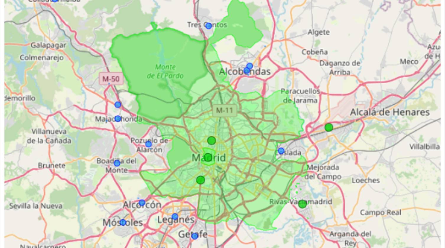 Mapa ZBE Madrid
