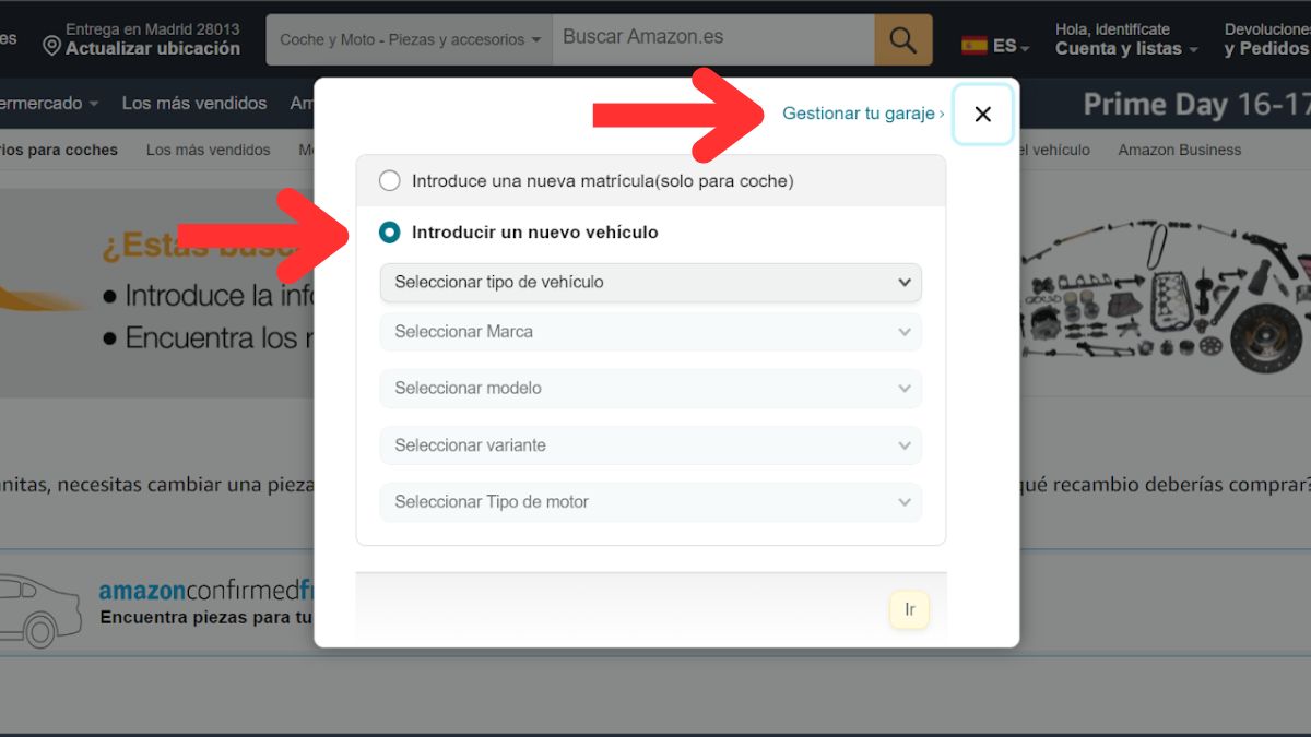 Buscador de coches de Amazon