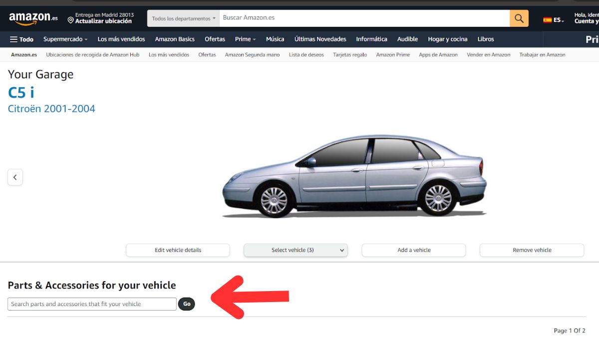 Buscar por modelo de coche en Amazon