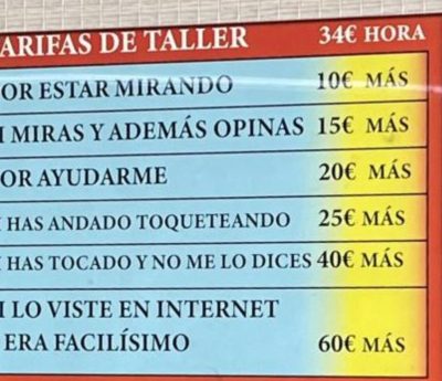 cartel viral taller mecánico