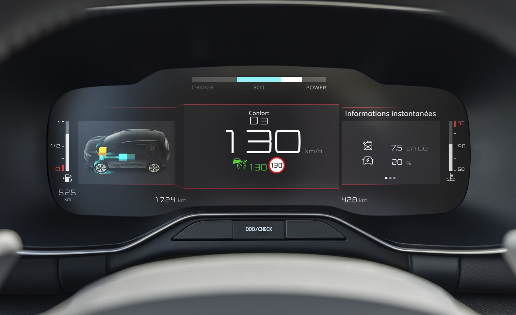 Cuadro instrumentos coche híbrido