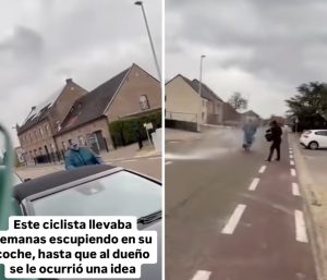 viral ciclista balde de agua