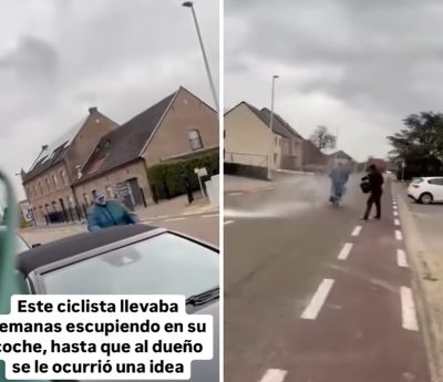 viral ciclista balde de agua