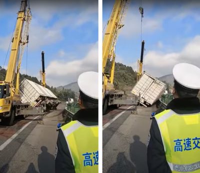 viral camión volcado china