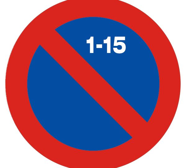 R-308c. Estacionamiento prohibido la primera quincena
