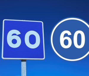 señales azules circulares cuadradas