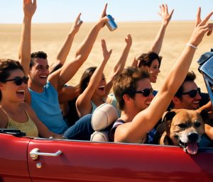 Seis personas en coche