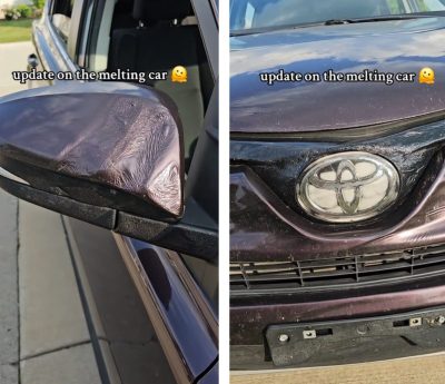 Coche derretido. Imagen de: https://www.tiktok.com/@kaitiemarielsg