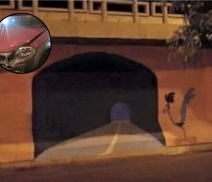 dibujo túnel grafiti accidente
