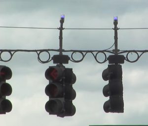 luces azules semaforos