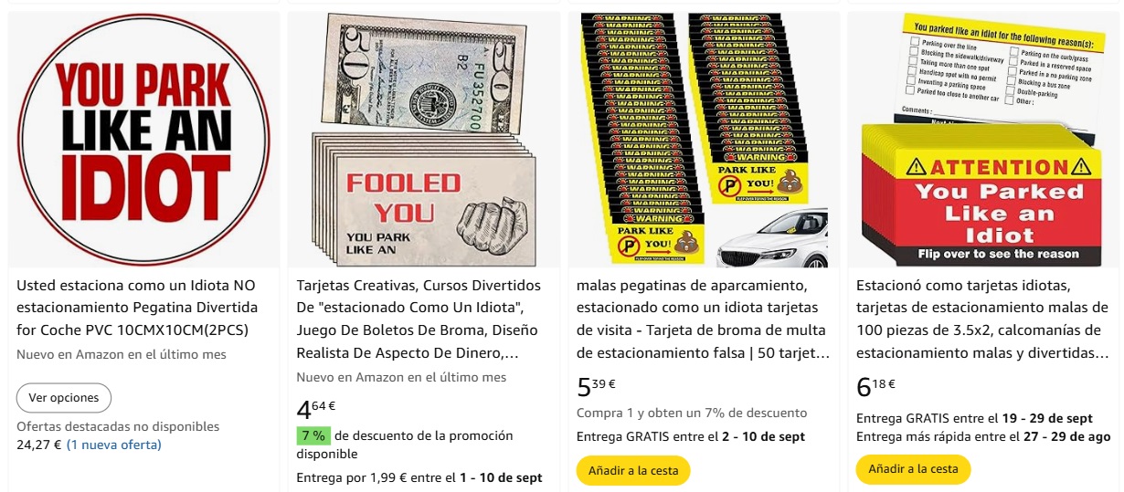 tarjeta aparcas como idiota