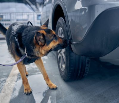 Perro policía coche