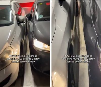 coche aparcado pegado