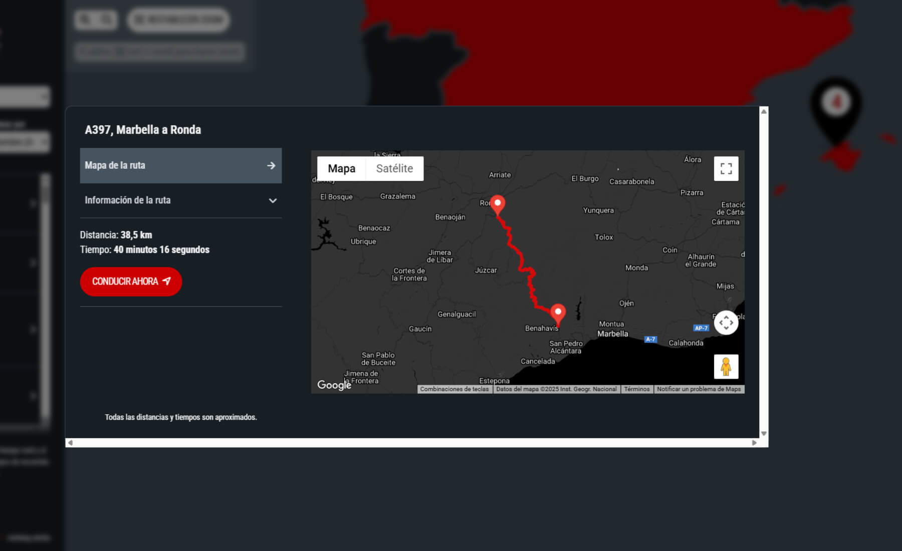 honda mapa carreteras europa