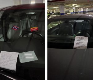 nota coche mal aparcado
