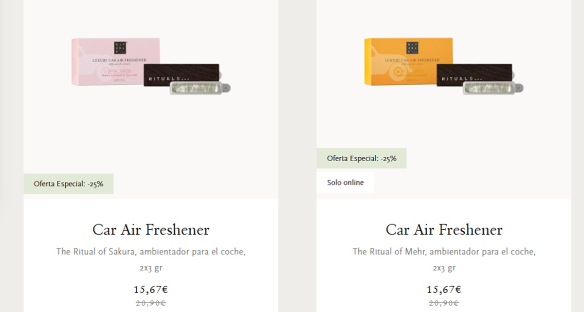 ambientador coche rituals oferta