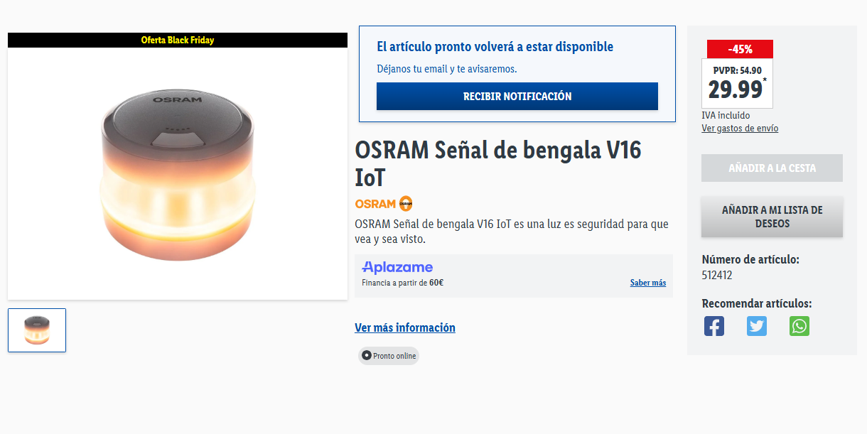 lidl luz emergencia baliza