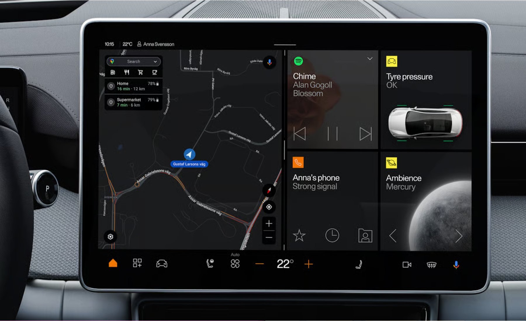Pantalla infoentretenimiento con Android Auto en un Polestar