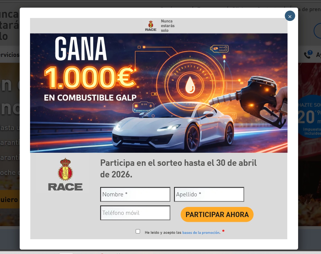 sorteo race combustible